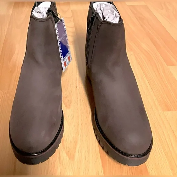 Bos. & Co. Size 7.5 Brown Nubuck Leather Casual Dress Boots/Zipper/Waterproof - Picture 5 of 12